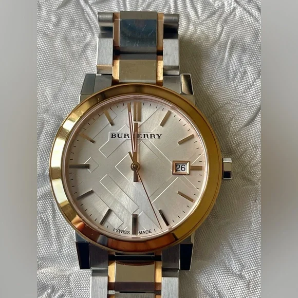 BU 9006 Burberry Two-Tone Silver and Rose Gold Watch - Picture 4 of 6